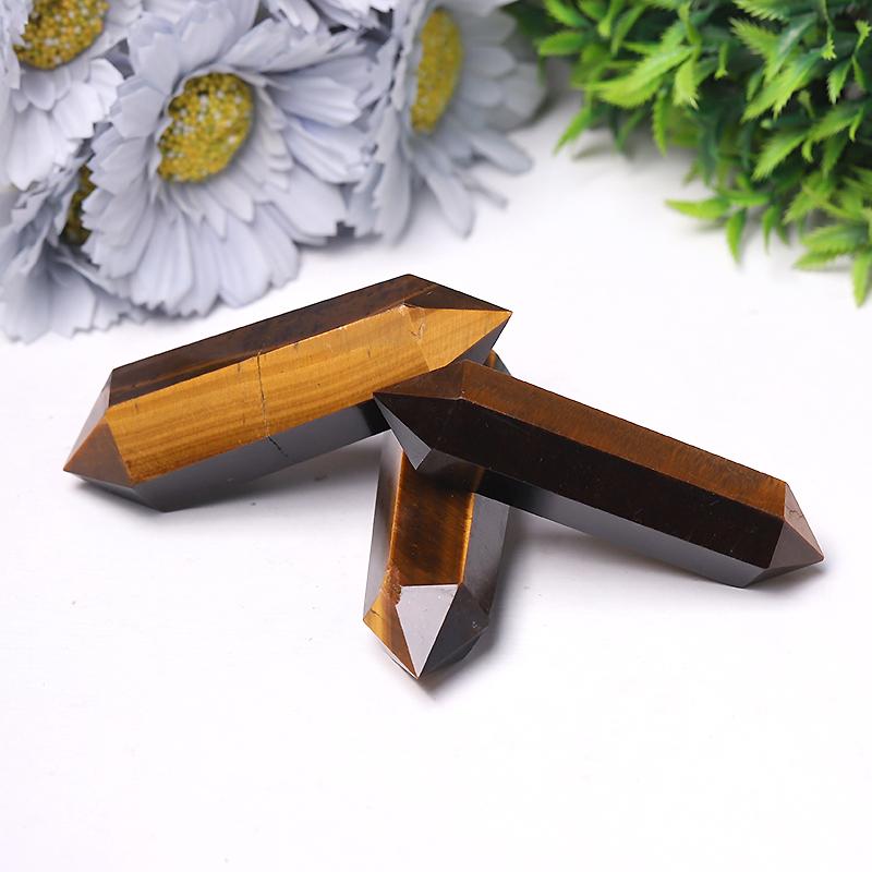 Wholesale Natural High Quality Tiger Eye Stone Quartz Crystal Double Point DT Wand Wholesale Crystals USA