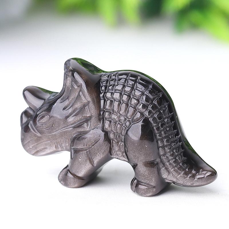 1.7" Silver Obsidian Dinosaur Crystal Carvings Wholesale Crystals USA