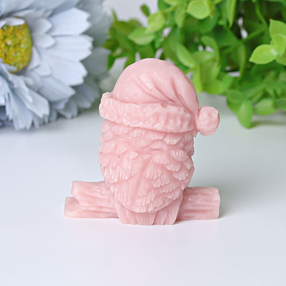 2.1" Pink Opal Owl Crystal Carvings for Christmas Wholesale Crystals USA