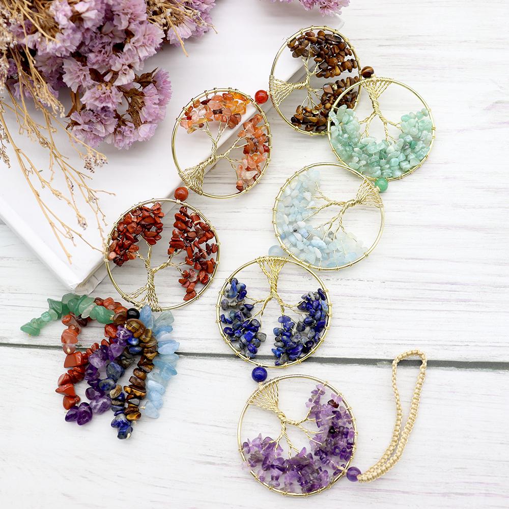7 Chakra Crystal Tree of Life Hanging Natural Stones Car and Home Decor Wholesale Crystals USA