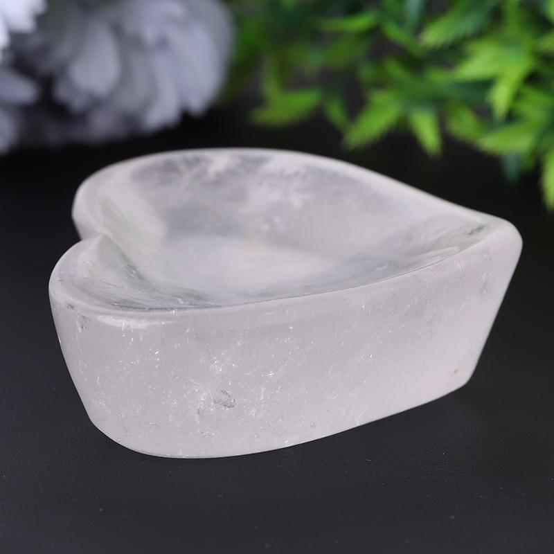 3.5" Clear Quartz Heart Shape Bowl Crystal Carvings Wholesale Crystals USA