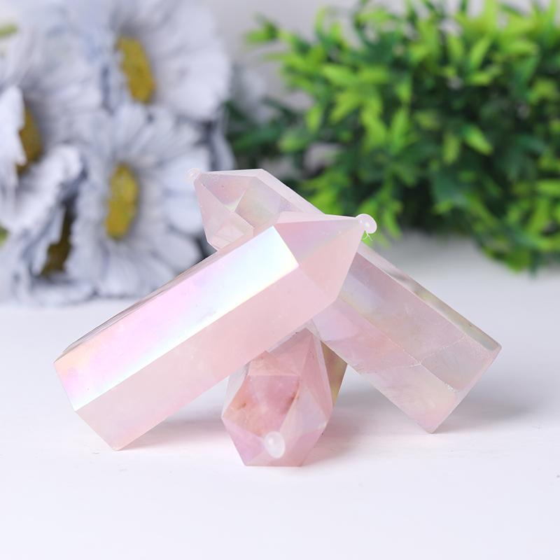 Wholesale High Quality Reiki Beautiful Angel Aura Rose Quartz Point Healing Stone Narural Crystal Tower Wholesale Crystals USA