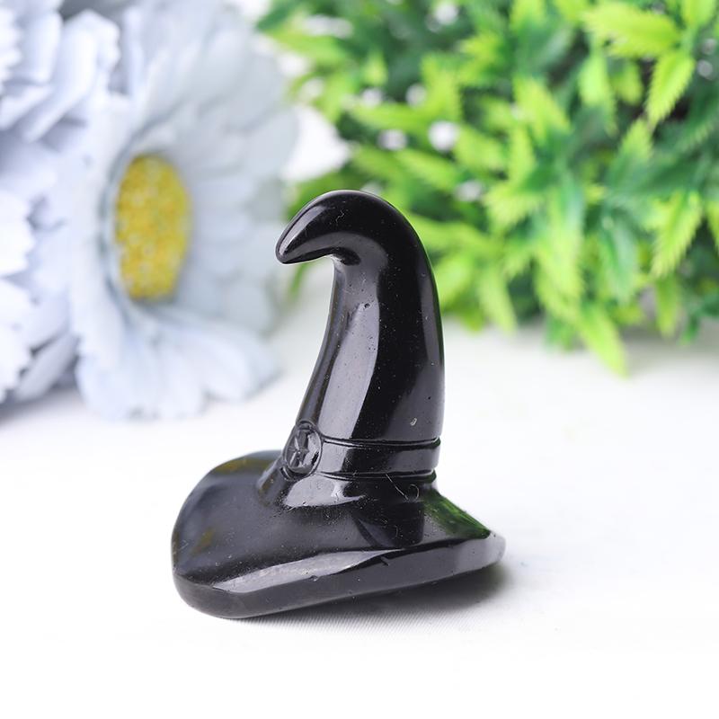 2.25" Black Obsidian Witch's Hat Crystal Carvings Wholesale Crystals USA