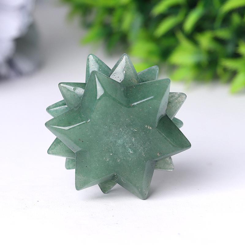 2" Green Aventurine Flower Crystal Carving Wholesale Crystals USA