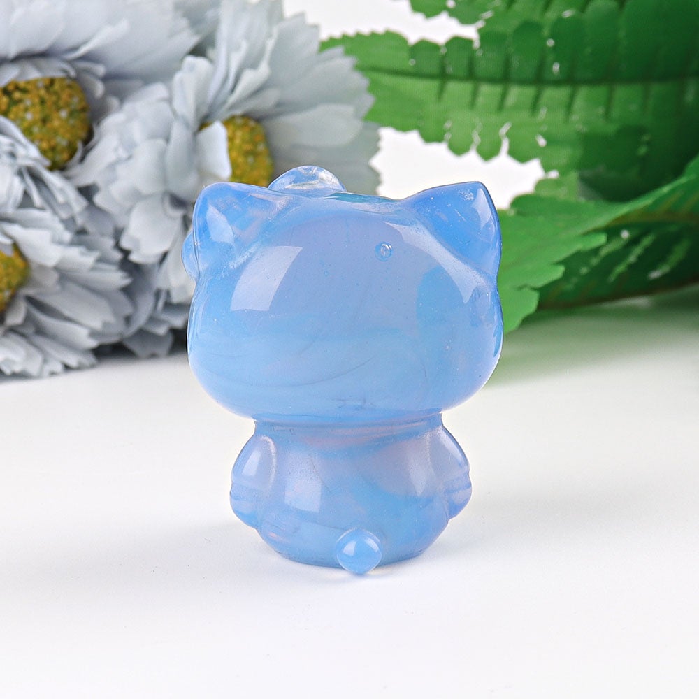1.9" Blue Opalite Hello Kitty Cat  Crystal Carving Wholesale Crystals USA
