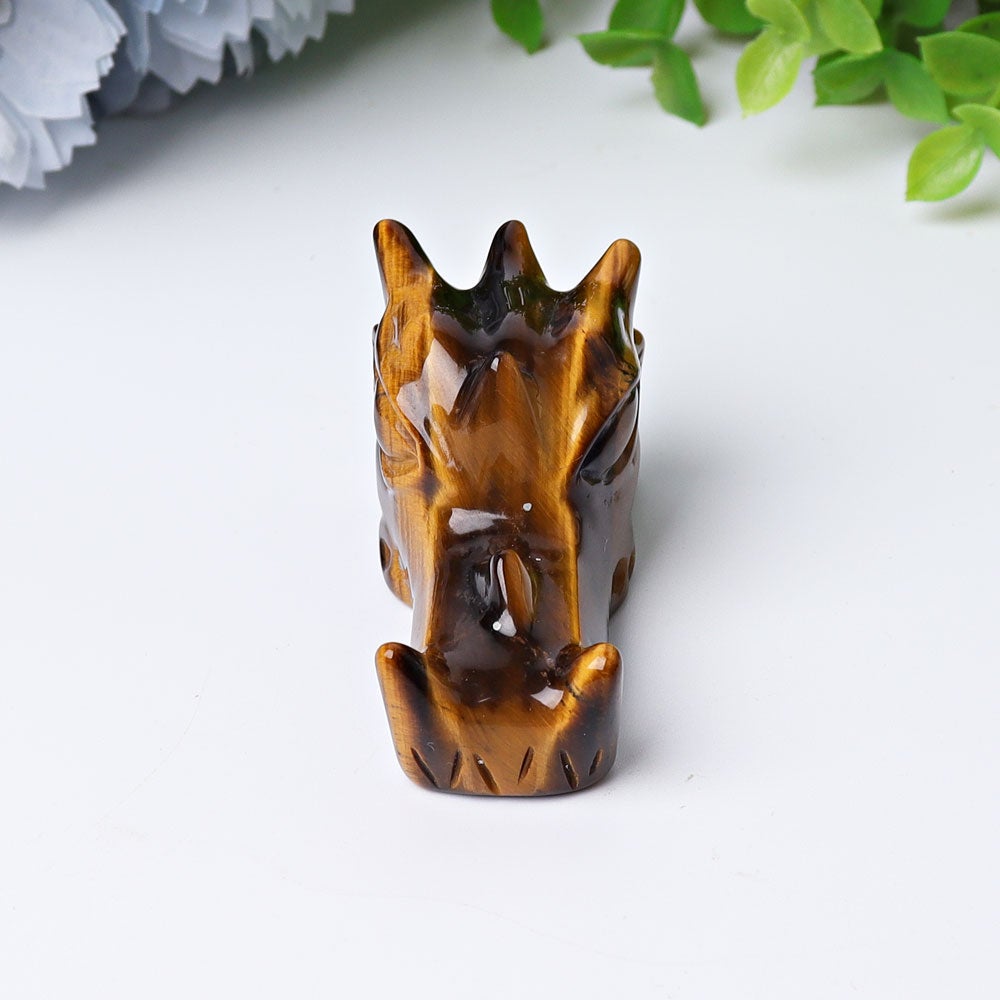 2" Tiger's Eye Dragon Head Crystal Carvings Wholesale Crystals USA