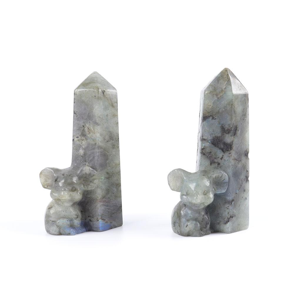 Labradorite Tower with Koala Carving Decor Base Wholesale Crystals USA