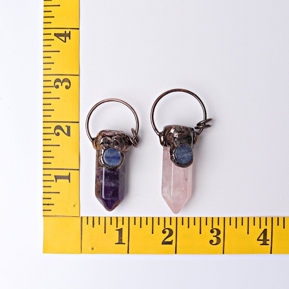 2.4" Amethyst Rose Quartz with Kyanite Pendant for DIY Wholesale Crystals USA