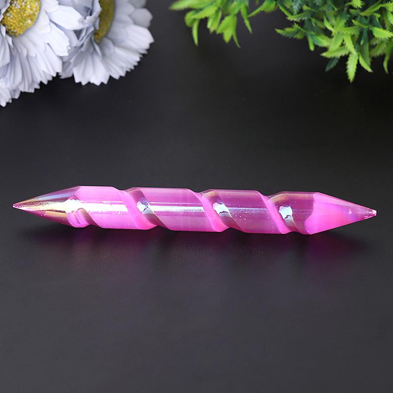 6" Spiral Selenite Double Terminated Wand