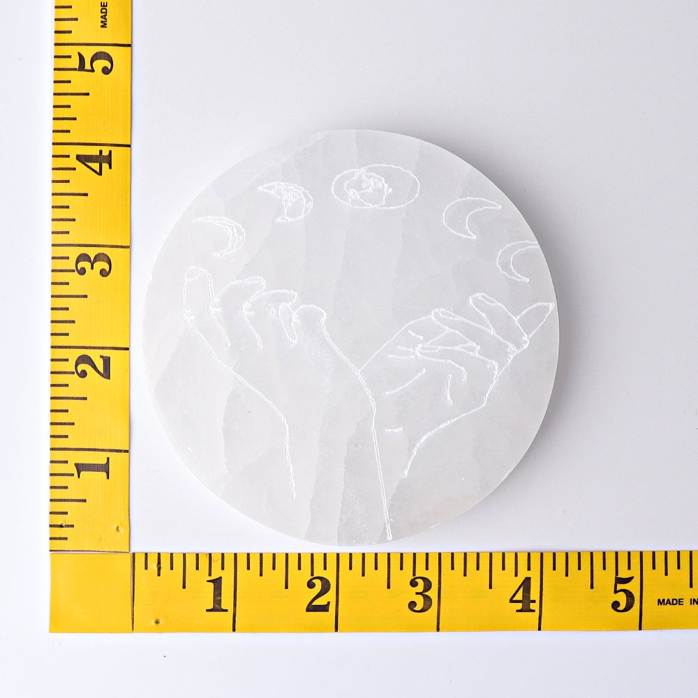4" Selenite Coaster with Printing Wholesale Crystals USA
