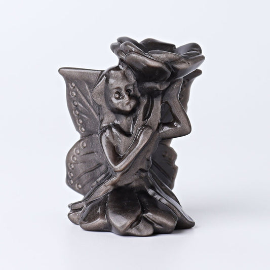 2.3" Silver Obsidian Butterfly Fairy Crystal Carvings Wholesale Crystals USA