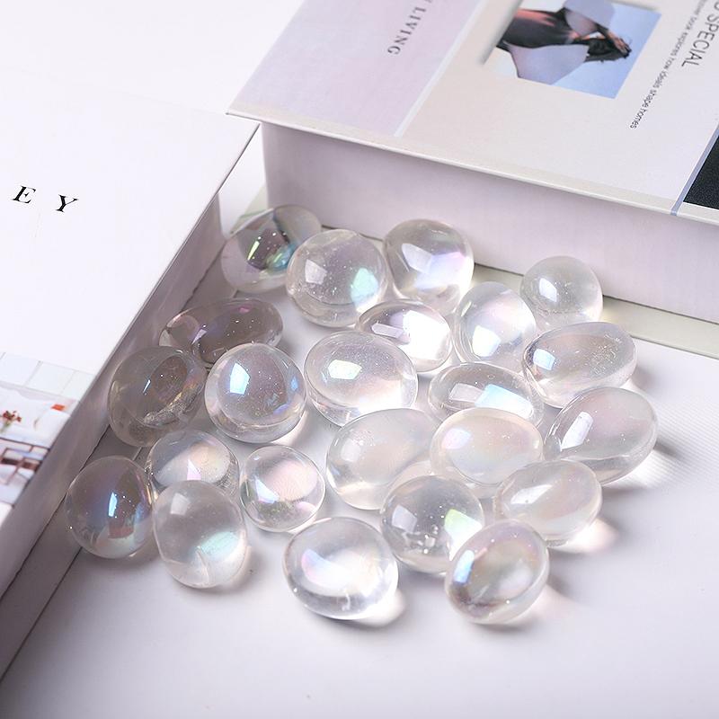 0.1kg 20mm-30mm Hot Sale Angle Aura Clear Quartz Tumbles Wholesale Crystals USA