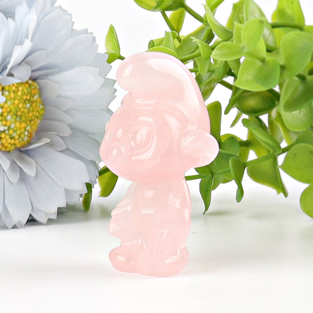 2.3" Rose Quartz Smurfs Crystal Carvings Wholesale Crystals USA
