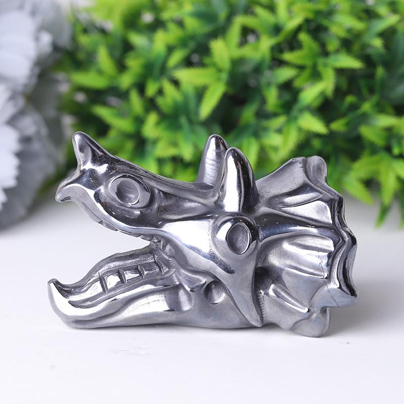 3.5" Terahertz Dragon Head Crystal Hematite Carvings Wholesale Crystals USA