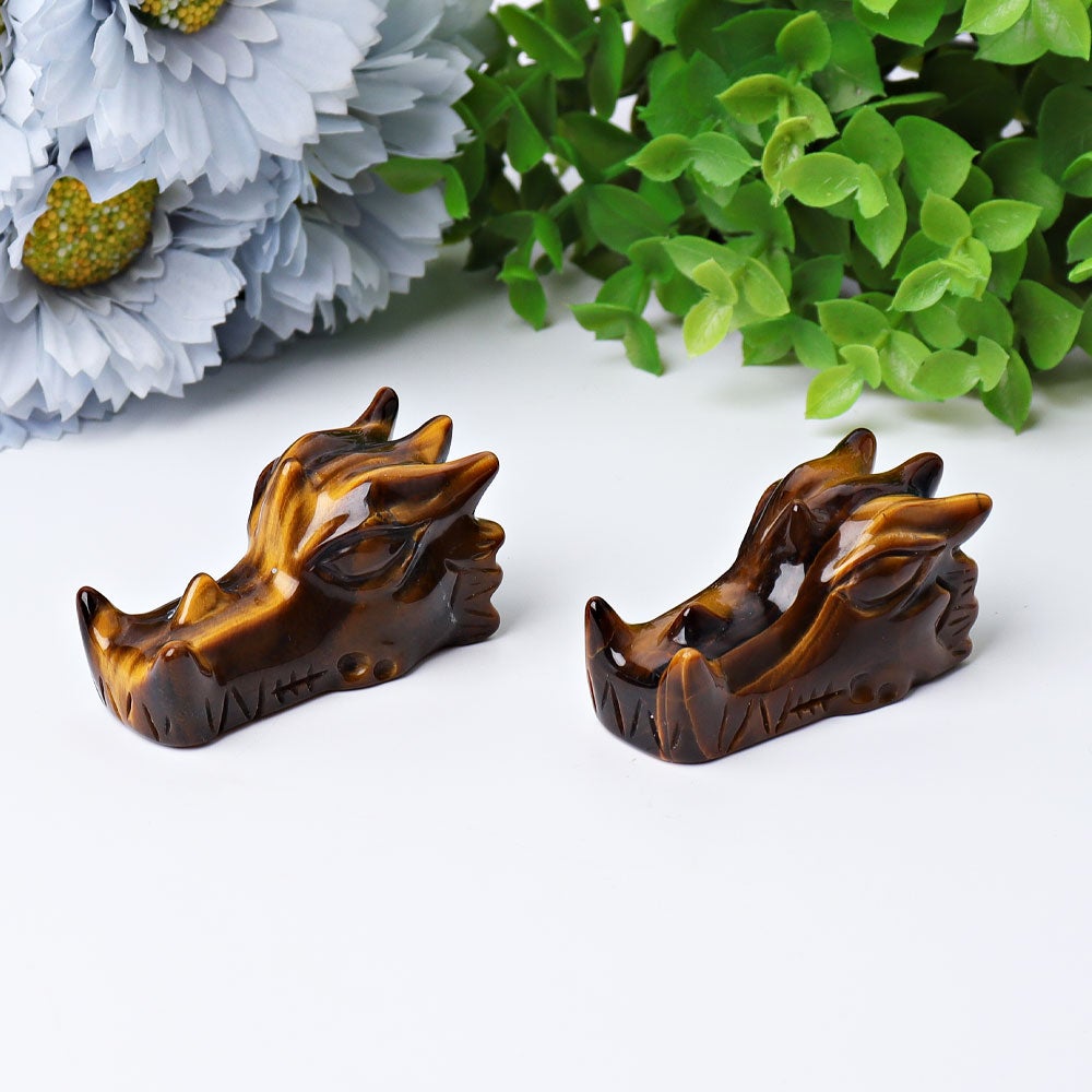 2" Tiger's Eye Dragon Head Crystal Carvings Wholesale Crystals USA