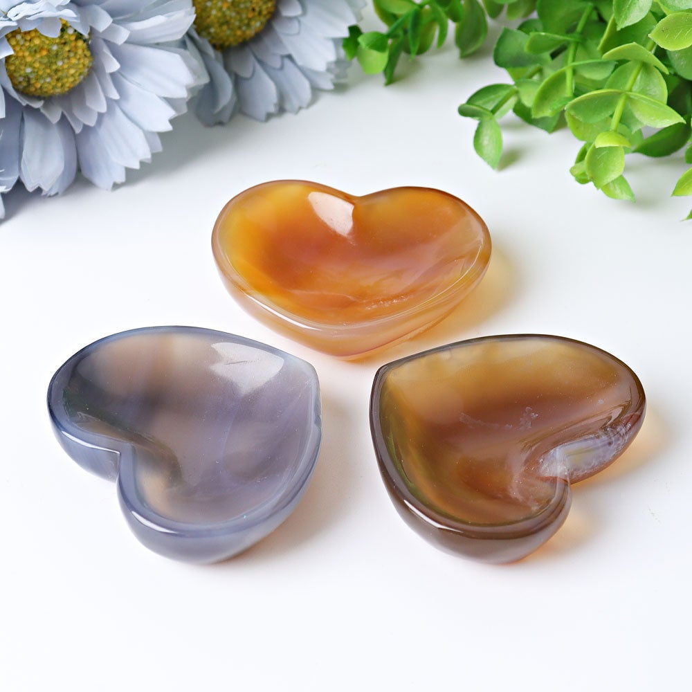 2.1" Agate Heart Shape Bowl Crystal Carvings Wholesale Crystals USA