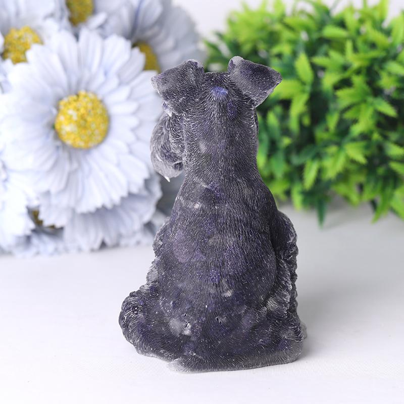 4.2" Crystal Chips Resin Schnauzer Carving for Decoration Wholesale Crystals USA