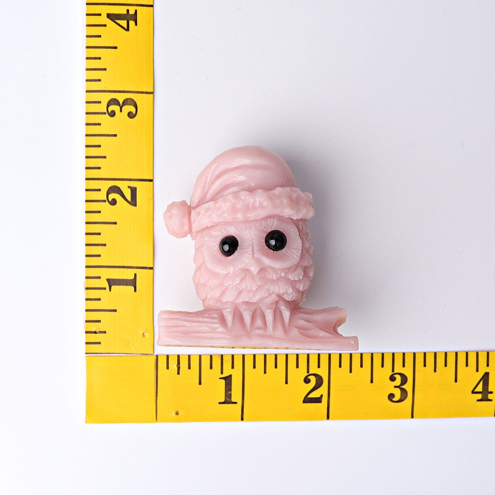 2.1" Pink Opal Owl Crystal Carvings for Christmas Wholesale Crystals USA