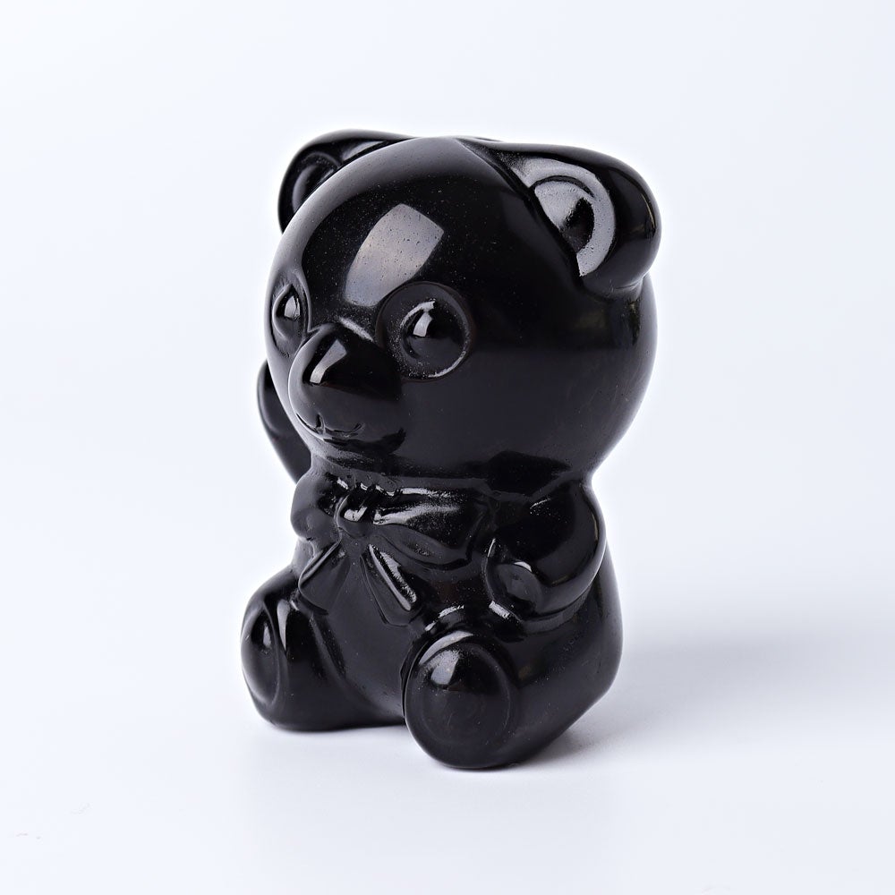 2.7" Black Obsidian Toy Bear Crystal Carvings Wholesale Crystals USA