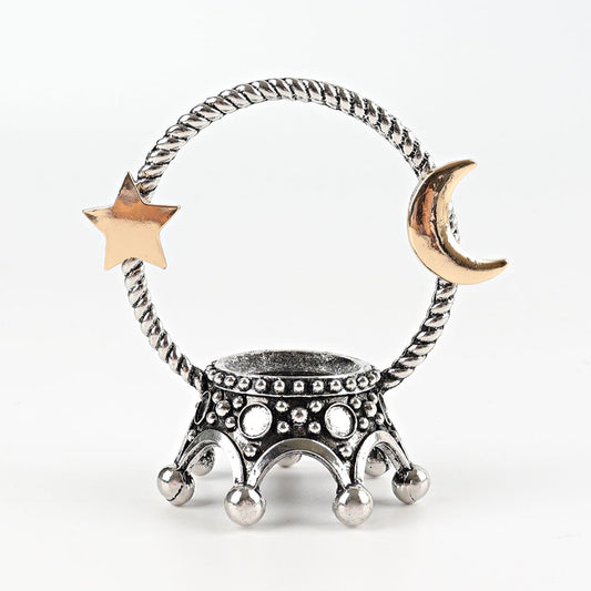 3" Metal Crown Design with Moon Star Decoration Stand Holder Wholesale Crystals USA