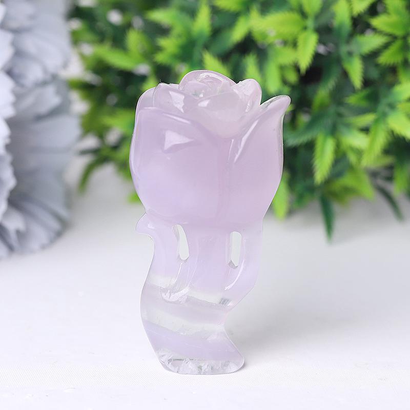 3" Natural Fluorite Rose Flower Carving for Collection Wholesale Crystals USA