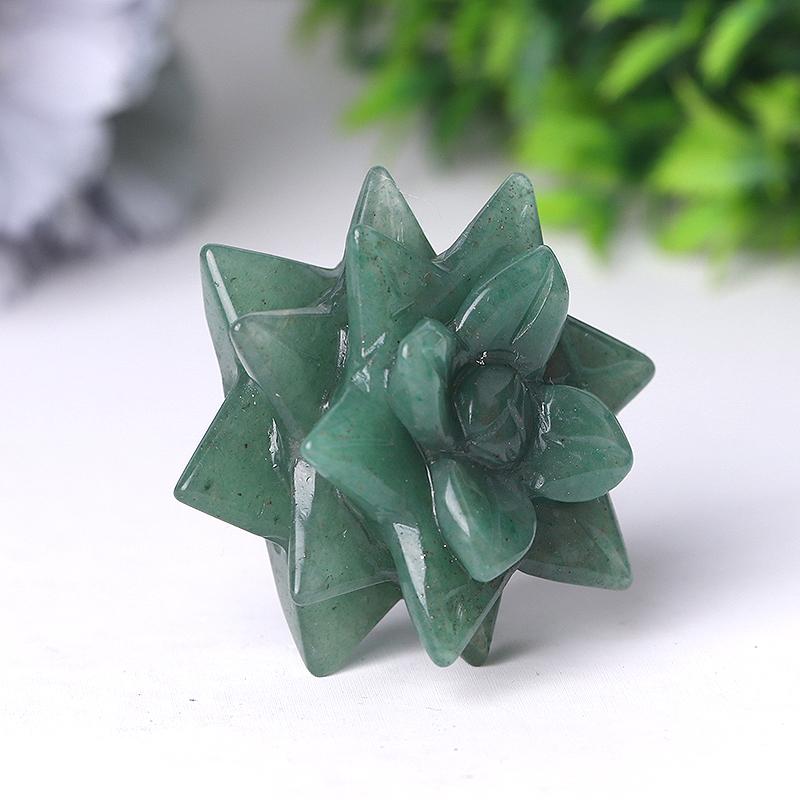 2" Green Aventurine Flower Crystal Carving Wholesale Crystals USA