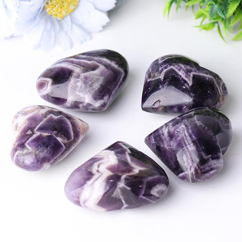 2.0-2.5"Dream Amethyst Heart Shape Crystal Carvings Wholesale Crystals USA