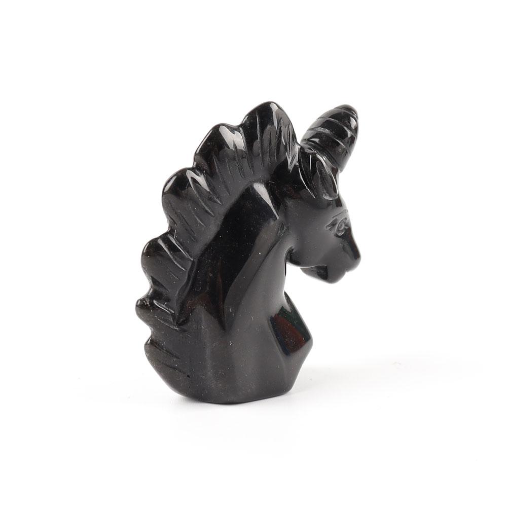 2" Black Obsidian Crystal Carving Unicorn Wholesale Crystals USA