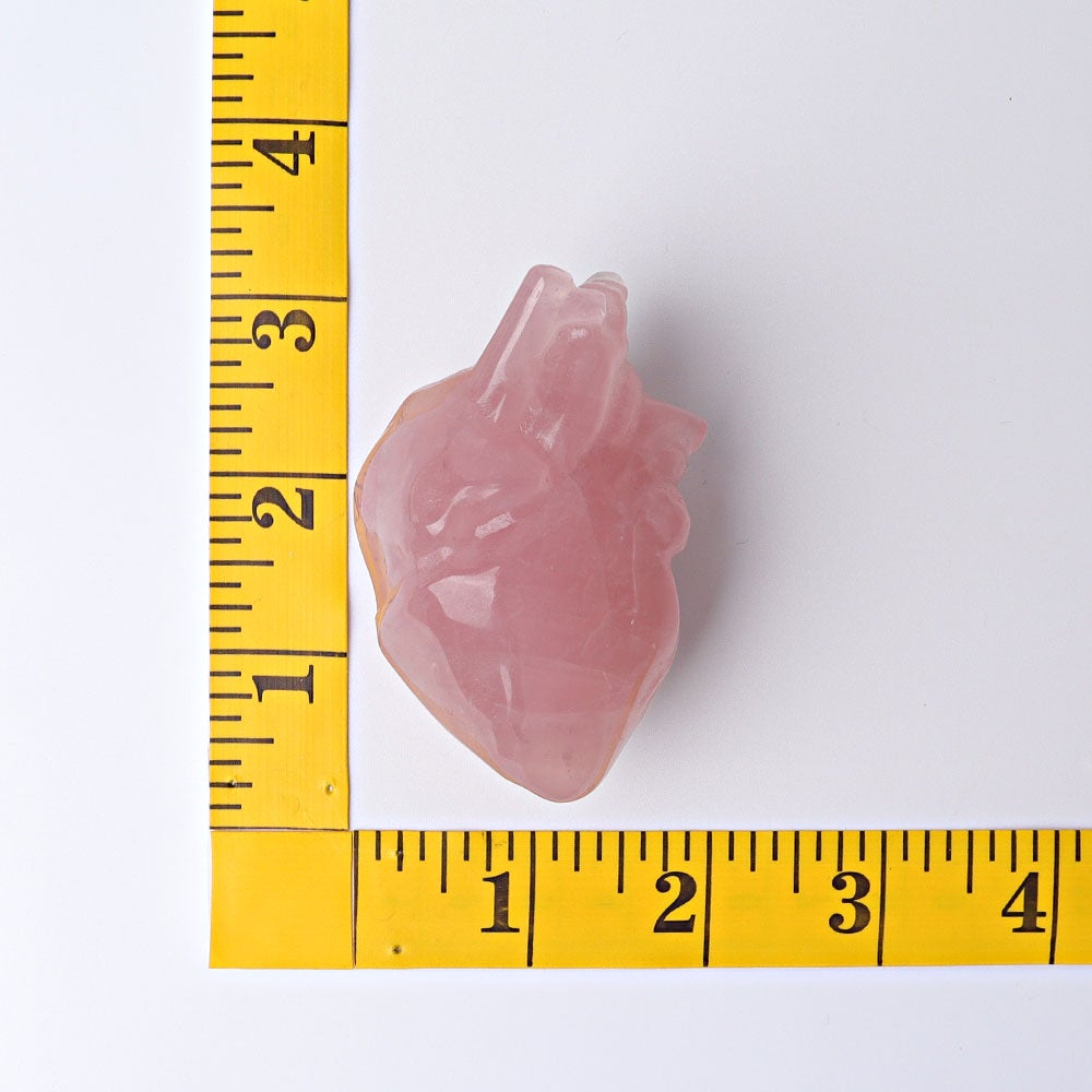 2.6" Rose Quartz Heart Crystal Carvings Wholesale Crystals USA