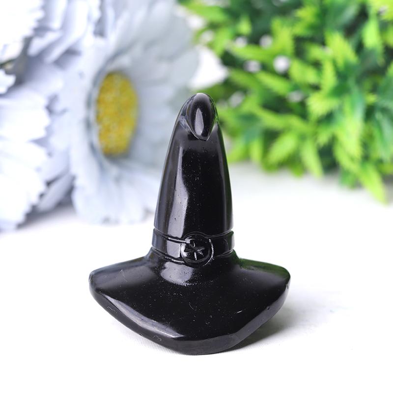 2.25" Black Obsidian Witch's Hat Crystal Carvings Wholesale Crystals USA