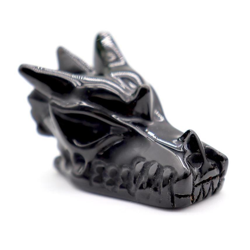 Black Obsdian Dragon Head Carving for Decoration Wholesale Crystals USA