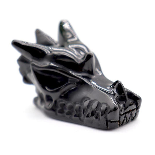 Black Obsdian Dragon Head Carving for Decoration Wholesale Crystals USA